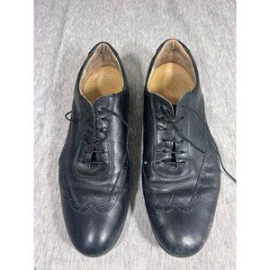 Vintage Shoes  Men's Size 9 Pebbled Leather Wingtip Oxford Shoes Black